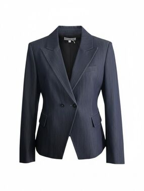 DKNY JEANS Denim Blazer Jacket Dark Blue Wash Indigo Structured Double Breast 8